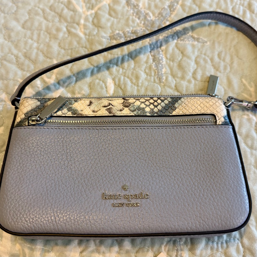 Kate Spade Leila Snake Embossed Muted Blue Convertible Wristlet KG237